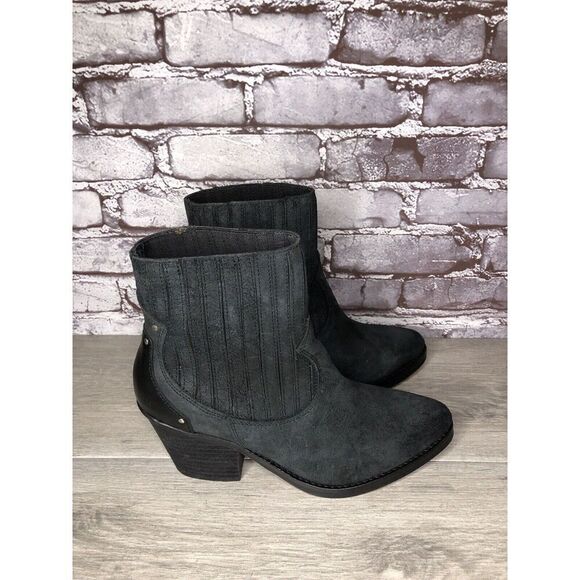 Musse & Cloud Black Suede Leather Chelsea Block Heel Boots Women’s Sz 9M US/40EU - Picture 13 of 16